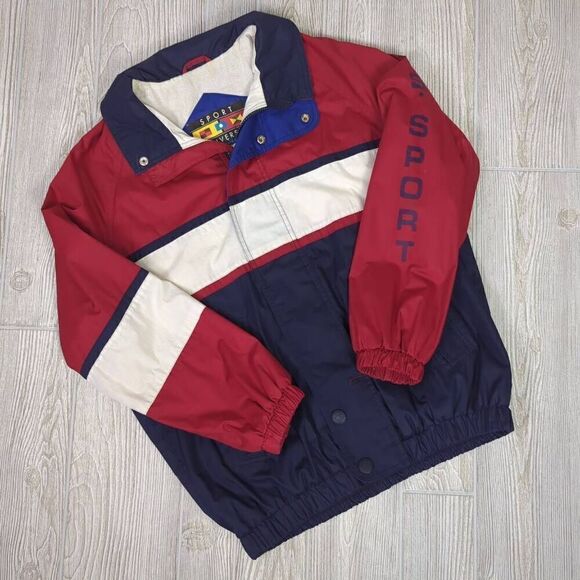 Vtg Sport Universal Rothschild Size XL 18/20 Jacket Full Zip Snap Front Red Blue - Picture 3 of 9